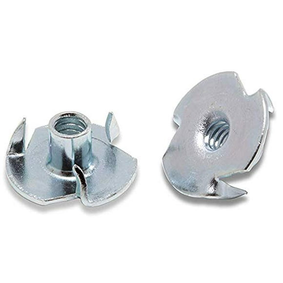 Pack of 100 3 Prong Press-in Threaded Insert for Wood OR Plastic. Steel T-NUT 10-24 X 7/16 Length Pack of 100 3 Prong Press-in Threaded Insert for Wood OR Plastic. Steel T-NUT 10-24 X 7/16 Length
